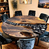 Custom Black Walnut Epoxy Resin Round Coffee Table Black Resin CRT-79