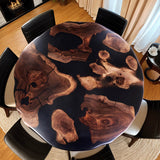 Custom Black Walnut Epoxy Resin Round Coffee Table Black Resin CRT-65