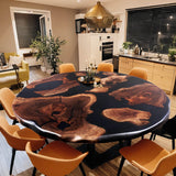 Custom Black Walnut Epoxy Resin Round Coffee Table Black Resin CRT-65