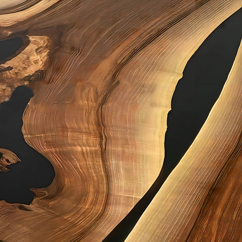Custom Black Walnut Epoxy Resin Round Coffee Table Black Resin CRT-72