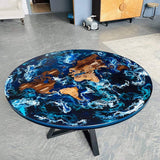 Custom Black Walnut Epoxy Resin Round Coffee Table Blue Waves CRT-77