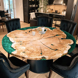 Custom Walnut Epoxy Resin Round Coffee Table Green Resin CRT-04