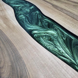 Custom Black Walnut Epoxy Resin Round Coffee Table Green Resin CRT-03
