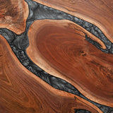 Custom Black Walnut Epoxy Resin Round Coffee Table Grey Resin CRT-60
