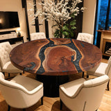 Custom Black Walnut Epoxy Resin Round Coffee Table Grey Resin CRT-60
