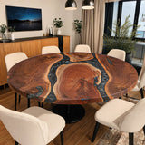 Custom Black Walnut Epoxy Resin Round Coffee Table Grey Resin CRT-60