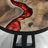 Custom Black Walnut Epoxy Resin Round Coffee Table Red Resin CRT-02