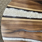Custom Black Walnut Epoxy Resin Round Coffee Table White Resin CRT-74