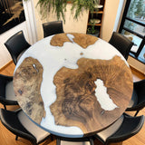 Custom Black Walnut Epoxy Resin Round Coffee Table White Resin CRT-67