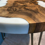 Custom Black Walnut Epoxy Resin Round Coffee Table White Resin CRT-67