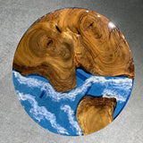 Custom Walnut Blue Ocean Epoxy Coffee Table CRT-09