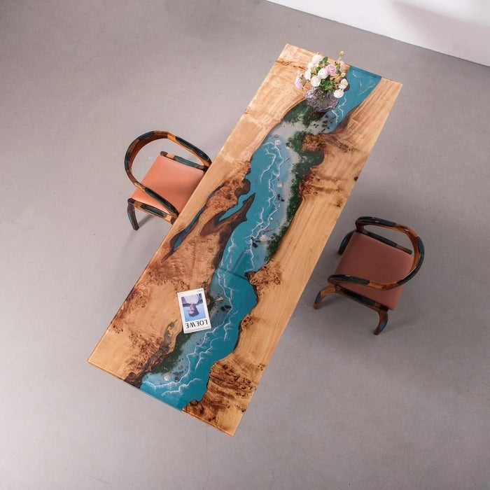 Custom Poplar Epoxy Wave Conference Table PRT-06