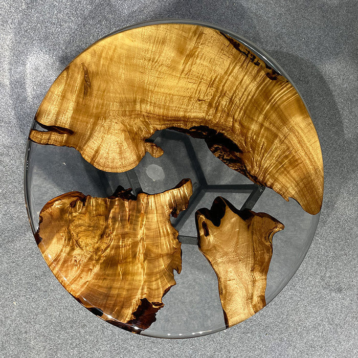 Custom Golden Camphor Handmade Transparent Epoxy Coffee Table CRT-08