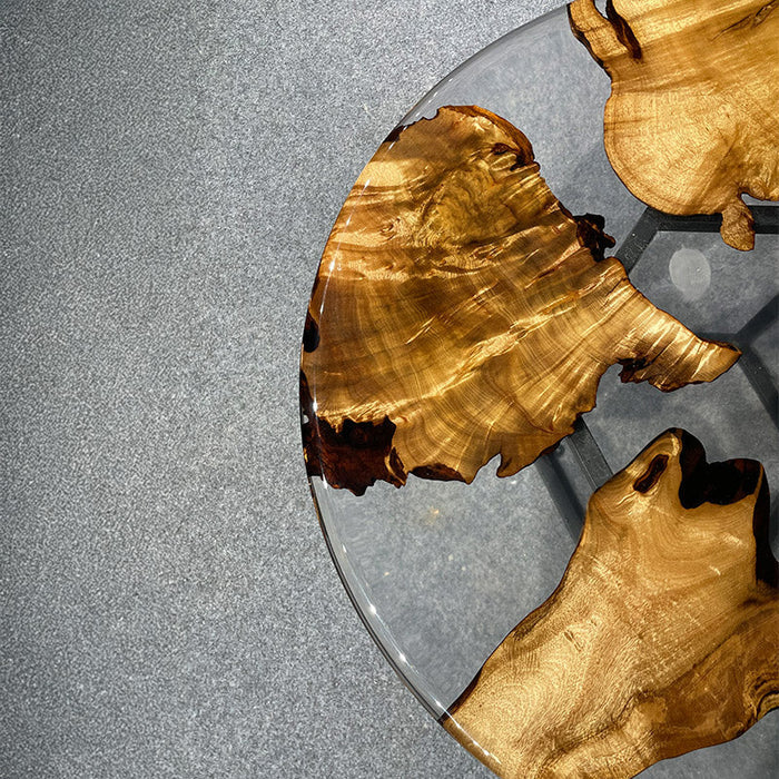 Custom Golden Camphor Handmade Transparent Epoxy Coffee Table CRT-08