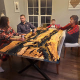 Custom Olive Epoxy Resin River Table Black Gold ORT-40