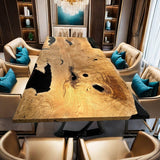 Custom Olive Epoxy Resin River Table Black Resin ORT-36