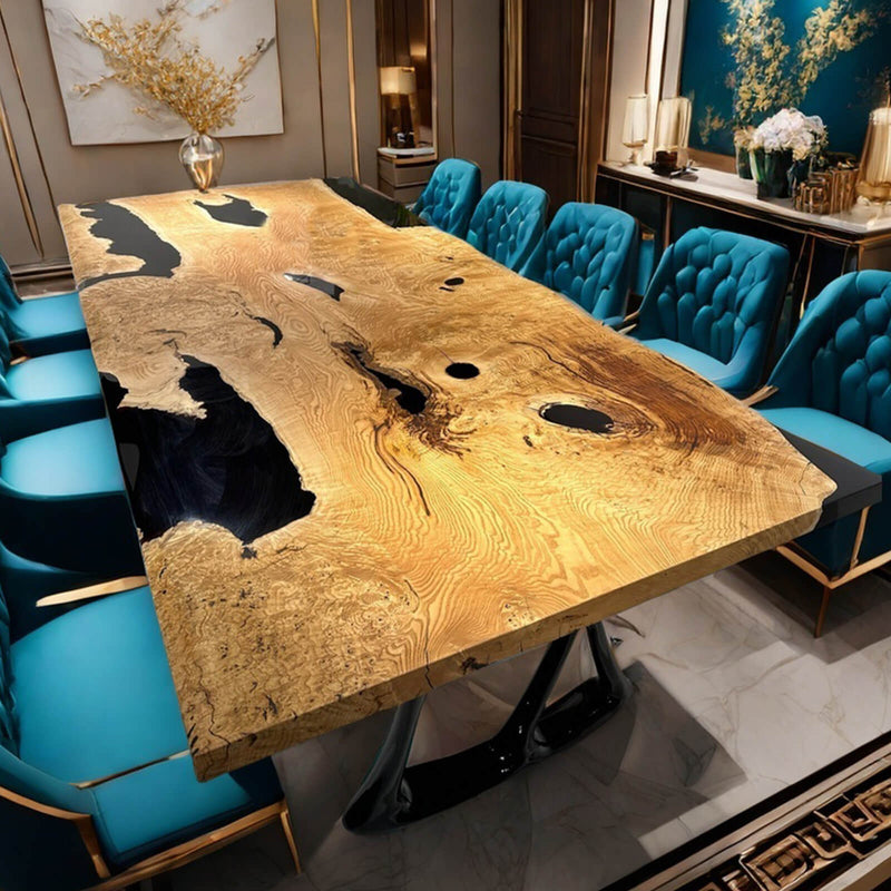 Custom Olive Epoxy Resin River Table Black Resin ORT-36