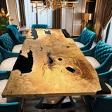 Custom Olive Epoxy Resin River Table Black Resin ORT-36