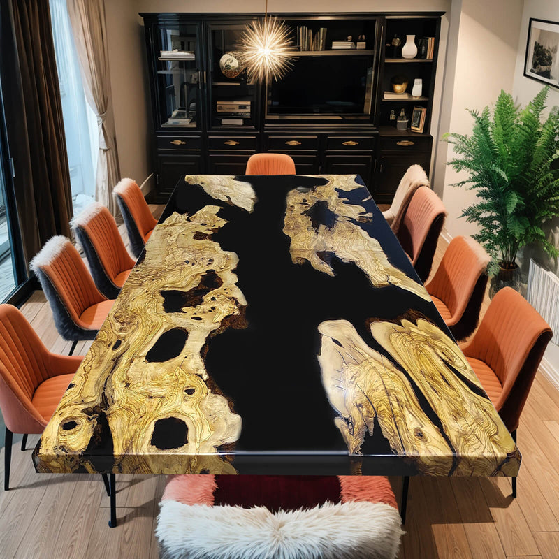 Custom Olive Epoxy Resin River Table Black Resin ORT-17