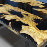 Custom Olive Epoxy Resin River Table Black Resin ORT-17