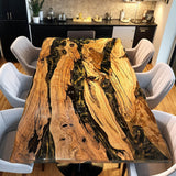 Custom Olive Epoxy Resin River Table Black Resin ORT-09