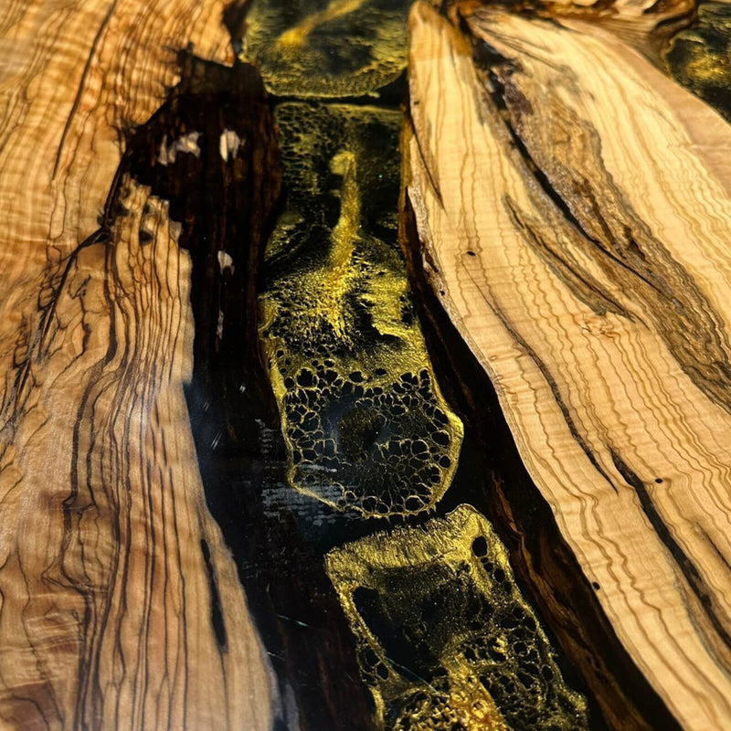 Custom Olive Epoxy Resin River Table Black Resin ORT-09