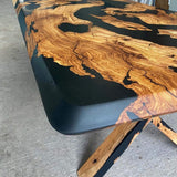 Custom Olive Epoxy Resin River Table Black Resin ORT-35