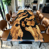 Custom Olive Epoxy Resin River Table Black Resin ORT-35