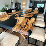 Custom Olive Epoxy Resin River Table Black Resin ORT-35