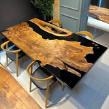Custom Olive Epoxy Resin River Table Black Resin ORT-34