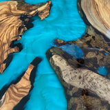 Custom Olive Epoxy Resin River Table Blue Pearl ORT-48