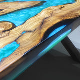 Custom Olive Epoxy Resin River Table Blue Pearl ORT-46