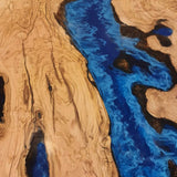 Custom Olive Epoxy Resin River Table Blue Waves ORT-18