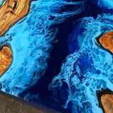 Custom Olive Epoxy Resin River Table Blue Waves ORT-11