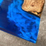 Custom Olive Epoxy Resin River Table Blue Waves ORT-24