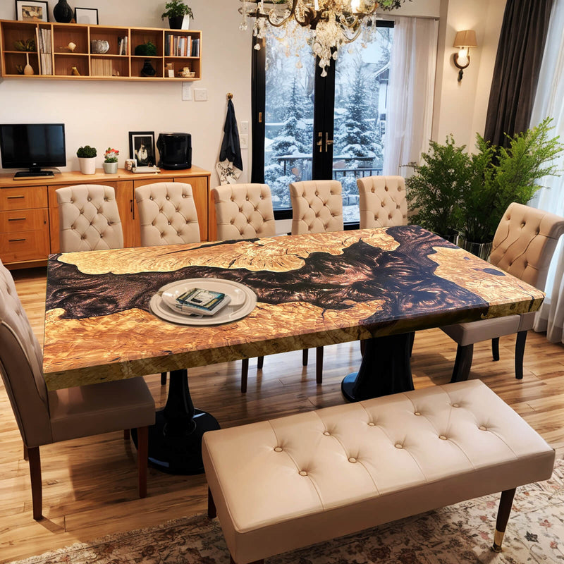 Custom Olive Epoxy Resin River Table Brown Resin ORT-10