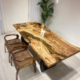 Custom Olive Epoxy Resin River Table Gold ORT-33