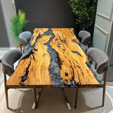 Custom Olive Epoxy Resin River Table Gray Pearl ORT-32