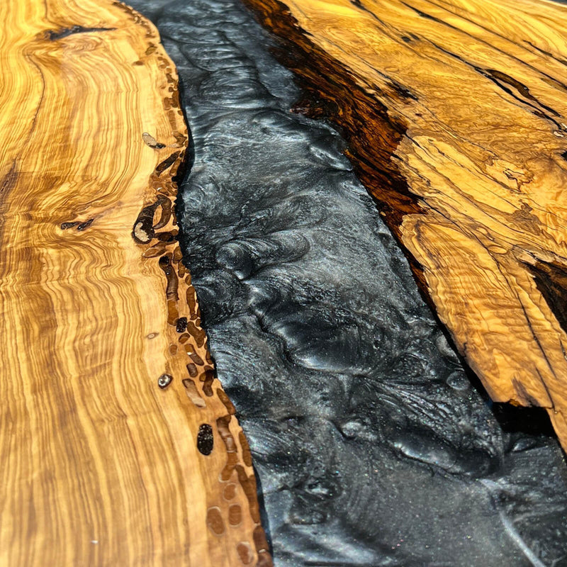 Custom Olive Epoxy Resin River Table Gray Pearl ORT-32