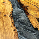 Custom Olive Epoxy Resin River Table Gray Pearl ORT-32
