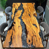 Custom Olive Epoxy Resin River Table Gray Pearl ORT-32