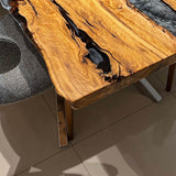 Custom Olive Epoxy Resin River Table Gray Pearl ORT-32