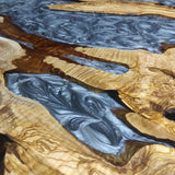 Custom Olive Epoxy Resin River Table Gray Pearl ORT-44