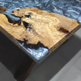Custom Olive Epoxy Resin River Table Gray Pearl ORT-44