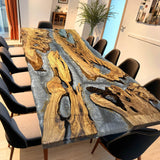 Custom Olive Epoxy Resin River Table Gray Resin ORT-03