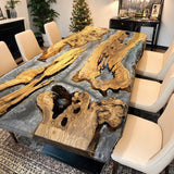 Custom Olive Epoxy Resin River Table Gray Resin ORT-03