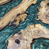 Custom Olive Epoxy Resin River Table Green Pearl ORT-31