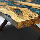 Custom Olive Epoxy Resin River Table Green Pearl ORT-31