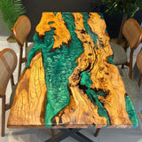 Custom Olive Epoxy Resin River Table Green Pearl ORT-43