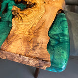 Custom Olive Epoxy Resin River Table Green Pearl ORT-43